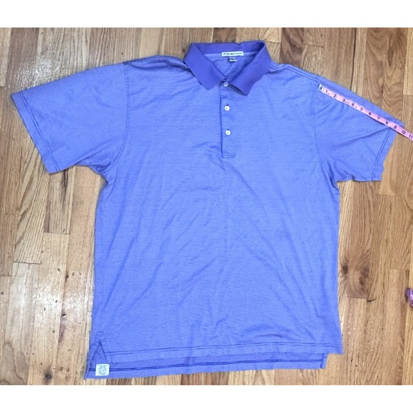 Peter Millar Polo Men's Large Purple Golf Striped Comfort Casual Short Tech Polo - Picture 12 of 13
